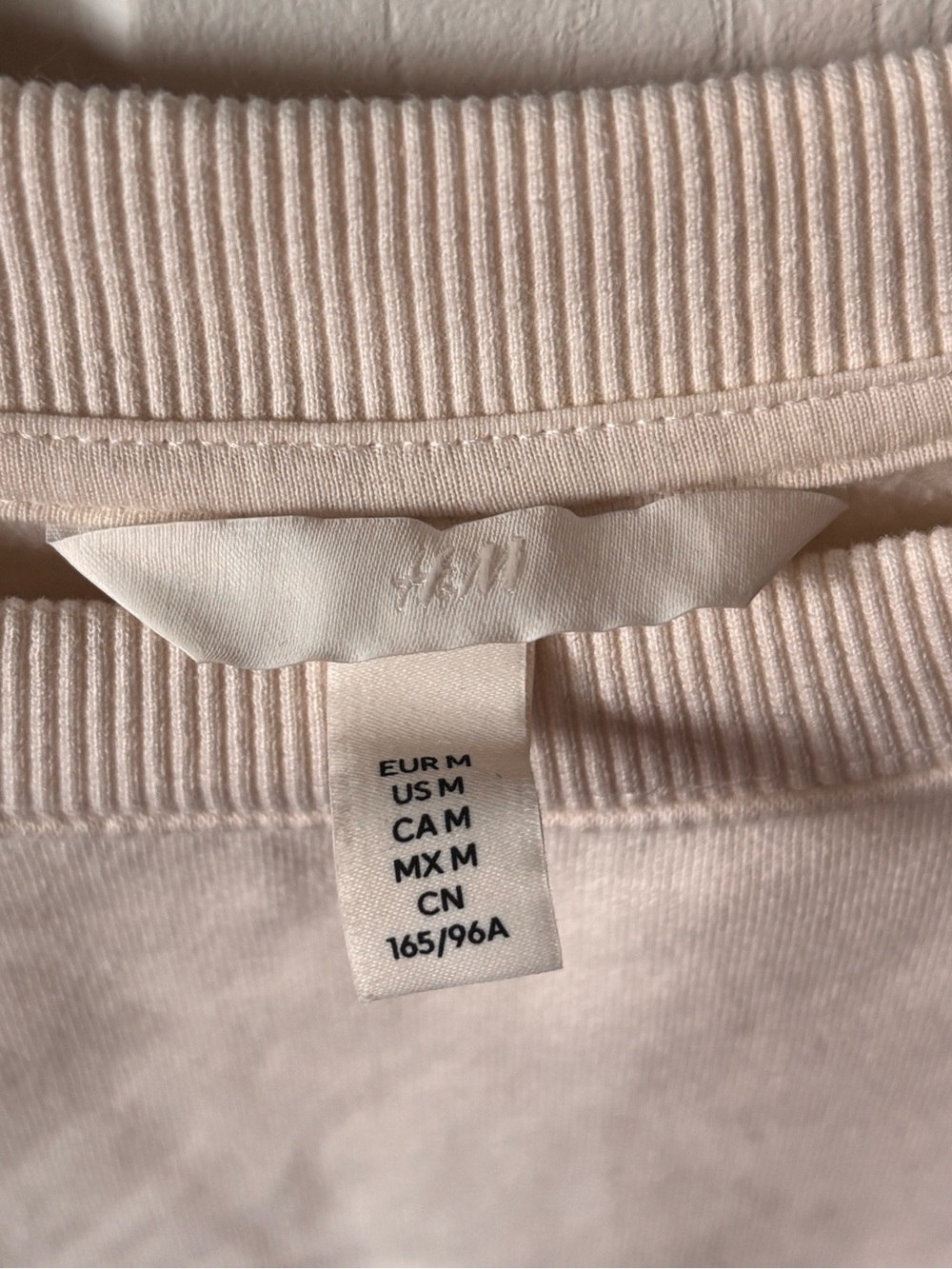 H&M Light Cream Ribbed-Neck Sweatshirt - Picture 6 of 6